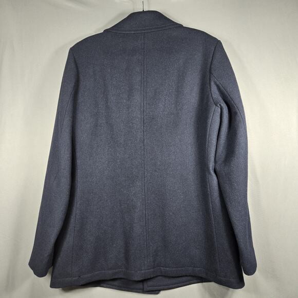 J Crew Pea Coat Mens Small Navy Wool Blend Quilted Lined Double Breasted Jacket - Picture 7 of 12